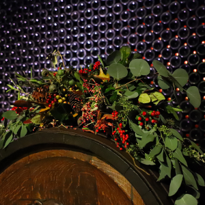 Decorated oak barrel